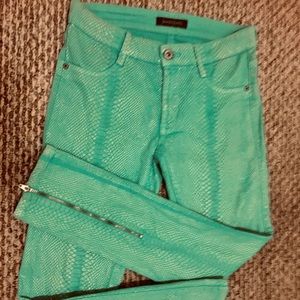 James Jeans snakeskin embossed aqua pants/jeans